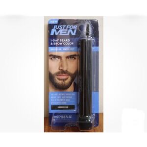 Just For Men DARK BROWN Brush In Wash Out Beard Hair Brow Color Gray Coverage
